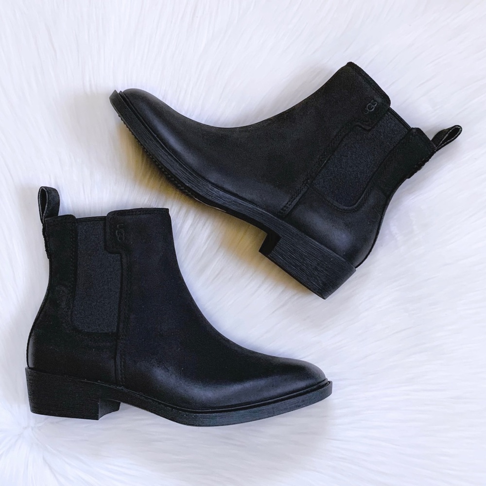 UGG Emmeth Black Leather Chelsea Booties - Picture 6 of 9